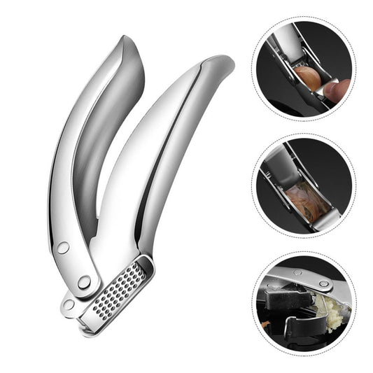 No Peeling Required Garlic Press Stainless Steel with Detachable Handle for Fine Mincing-Premium Garlic Mincer Tool, Rust-Proof, Easy to Clean, Dishwasher Safe Garlic Crusher with Lifetime Replacement